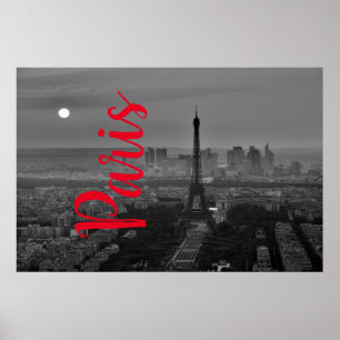 Black White Eiffel Tower Paris Europe Reivel Poster