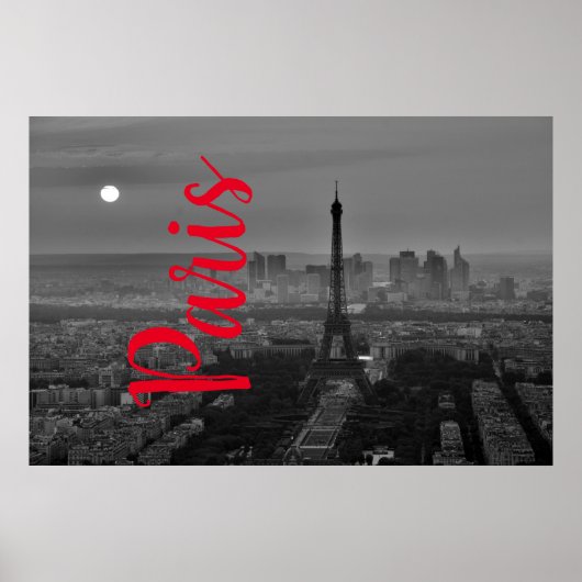Black White Eiffel Tower Paris Europe Reivel Poster (Voorkant)