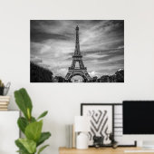 Black White Eiffel Tower Paris Europe Reivel Poster (Thuiskantoor)