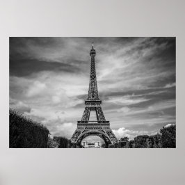 Black White Eiffel Tower Paris Europe Reivel Poster