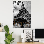 Black White Eiffel Tower Paris Europe Reivel Poster (Thuiskantoor)