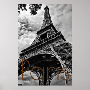 Black White Eiffel Tower Paris Europe Reivel Poster