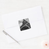 Black White Eiffel Tower Paris Europe Reivel Vierkante Sticker (Envelop)