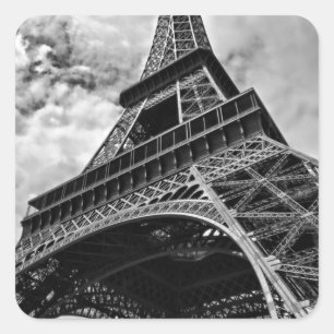 Black White Eiffel Tower Paris Europe Reivel Vierkante Sticker