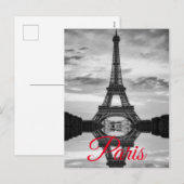 Black White Eiffel Tower Paris European Travel Feestdagenkaart (Voorkant / Achterkant)