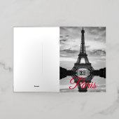 Black White Eiffel Tower Paris European Travel Folie Wenskaart (Buiten Laag)