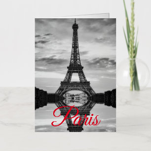 Black White Eiffel Tower Paris European Travel Folie Wenskaart