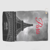 Black White Eiffel Tower Paris European Travel Golfhanddoek (Horizontaal)