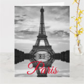 Black White Eiffel Tower Paris European Travel Kaart (Gele Bloem)