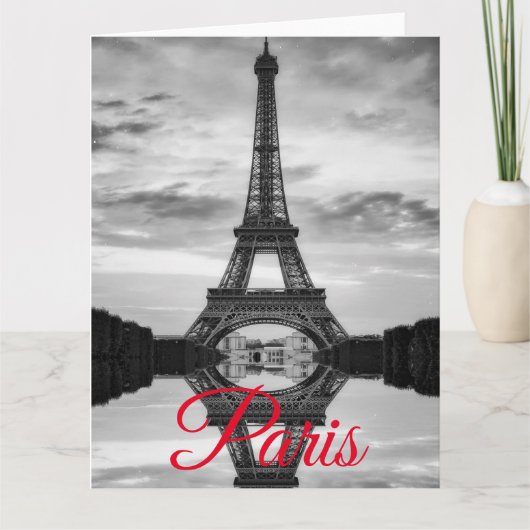 Black White Eiffel Tower Paris European Travel Kaart (Voorkant)