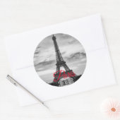 Black White Eiffel Tower Paris European Travel Ronde Sticker (Envelop)