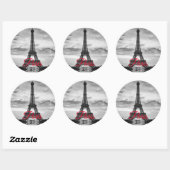 Black White Eiffel Tower Paris European Travel Ronde Sticker (Vel)