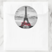 Black White Eiffel Tower Paris European Travel Ronde Sticker (Tas)