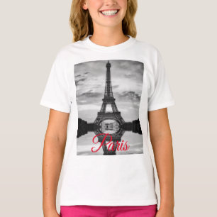 Black White Eiffel Tower Paris European Travel T-shirt