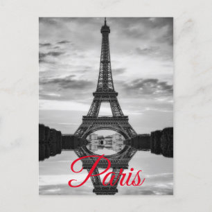 Black White Eiffel Tower Paris European Travel Uitnodiging Briefkaart