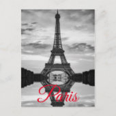 Black White Eiffel Tower Paris European Travel Uitnodiging Briefkaart (Voorkant)