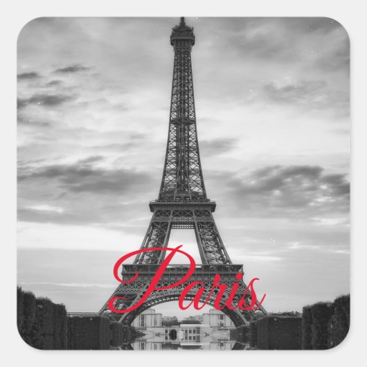 Black White Eiffel Tower Paris European Travel Vierkante Sticker (Voorkant)