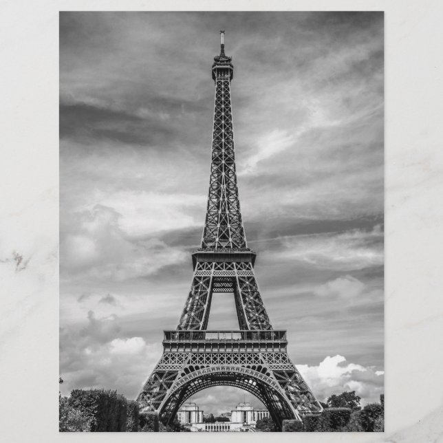 Black & White Eiffel Tower Paris Frankrijk (Voorkant)