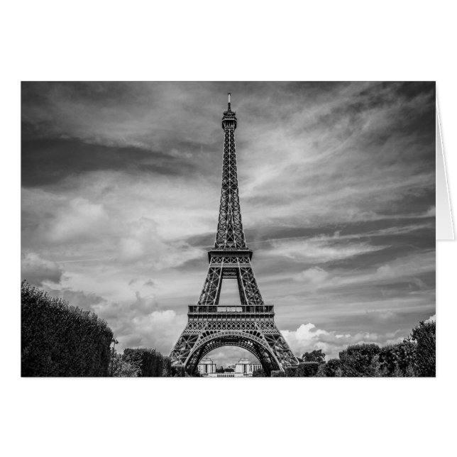 Black & White Eiffel Tower Paris Frankrijk (Voorkant Horizontaal)