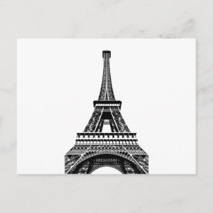 Black white Eiffel Tower Paris Frankrijk Art Artwo Briefkaart