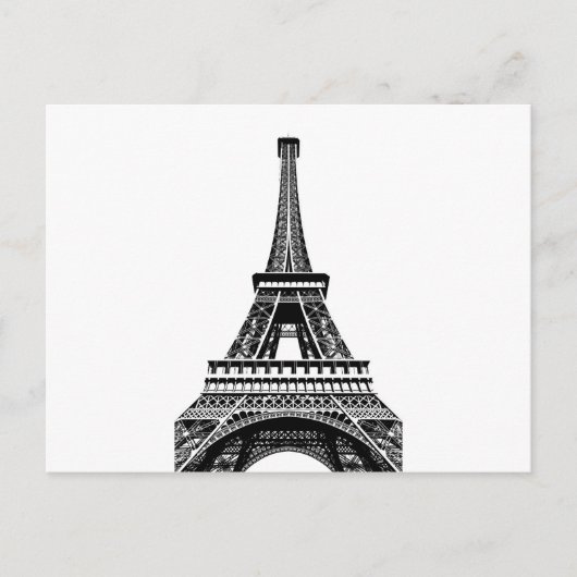 Black white Eiffel Tower Paris Frankrijk Art Artwo Briefkaart (Voorkant)