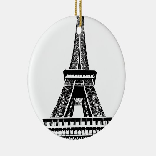 Black white Eiffel Tower Paris Frankrijk Art Artwo Keramisch Ornament (Rechts)