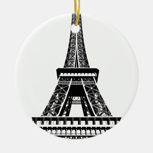 Black white Eiffel Tower Paris Frankrijk Art Artwo Keramisch Ornament (Voorkant)