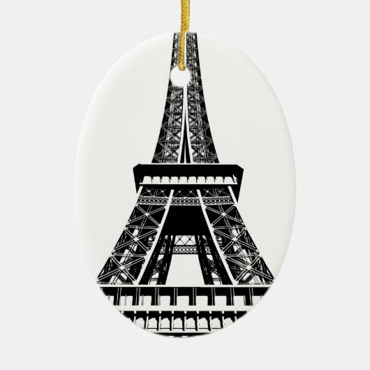 Black white Eiffel Tower Paris Frankrijk Art Artwo Keramisch Ornament (Voorkant)