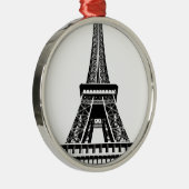 Black white Eiffel Tower Paris Frankrijk Art Artwo Metalen Ornament (Rechts)