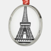 Black white Eiffel Tower Paris Frankrijk Art Artwo Metalen Ornament (Links)