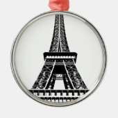 Black white Eiffel Tower Paris Frankrijk Art Artwo Metalen Ornament (Voorkant)