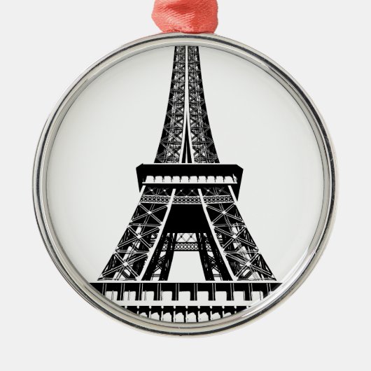 Black white Eiffel Tower Paris Frankrijk Art Artwo Metalen Ornament (Voorkant)