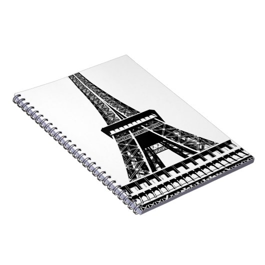 Black white Eiffel Tower Paris Frankrijk Art Artwo Notitieboek (Rechterzijde)