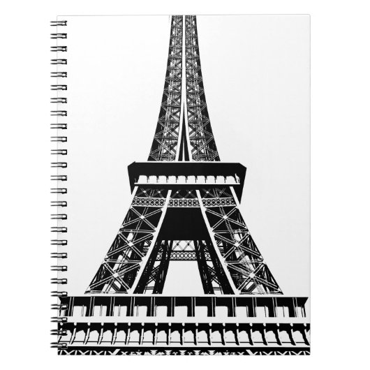 Black white Eiffel Tower Paris Frankrijk Art Artwo Notitieboek (Voorkant)