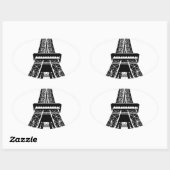Black white Eiffel Tower Paris Frankrijk Art Artwo Ovale Sticker (Vel)