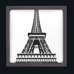 Black white Eiffel Tower Paris Frankrijk Art Artwo Premium Bewaar Doosje<br><div class="desc">Zwart-wit Parijse elastictowerwerk</div>