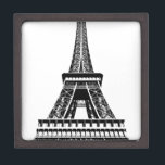 Black white Eiffel Tower Paris Frankrijk Art Artwo Premium Bewaar Doosje<br><div class="desc">Zwart-wit Parijse elastictowerwerk</div>