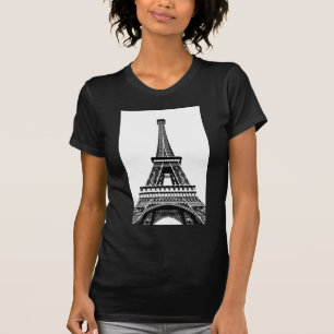 Black white Eiffel Tower Paris Frankrijk Art Artwo T-shirt