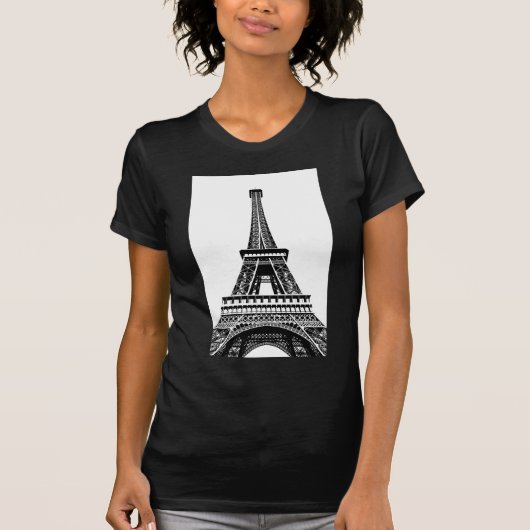 Black white Eiffel Tower Paris Frankrijk Art Artwo T-shirt (Voorkant)
