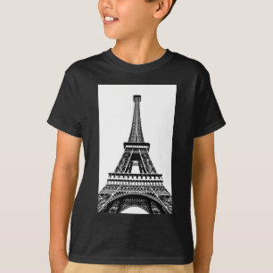 Black white Eiffel Tower Paris Frankrijk Art Artwo T-shirt