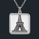 Black white Eiffel Tower Paris Frankrijk Art Artwo Zilver Vergulden Ketting<br><div class="desc">Zwart-wit Parijse elastictowerwerk</div>