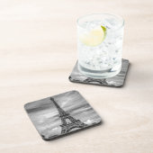 Black & White Eiffel Tower Paris Frankrijk Bier Onderzetter (Rechterzijde)