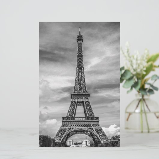 Black & White Eiffel Tower Paris Frankrijk Briefpapier (Staand voorkant)