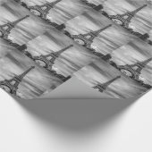 Black & White Eiffel Tower Paris Frankrijk Cadeaupapier (Hoek)