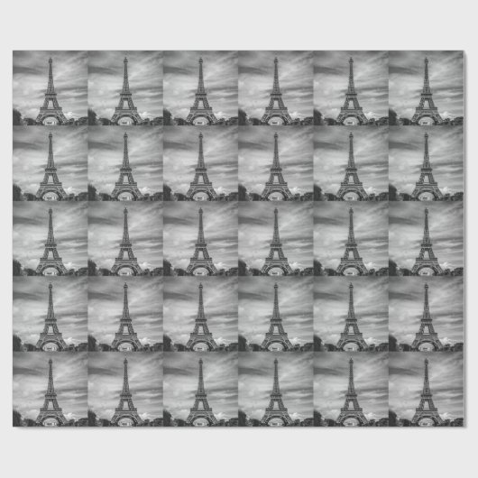 Black & White Eiffel Tower Paris Frankrijk Cadeaupapier (Vlak)