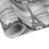 Black & White Eiffel Tower Paris Frankrijk Cadeaupapier (Rol Hoek)