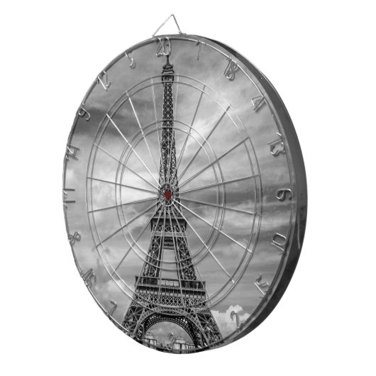 Black & White Eiffel Tower Paris Frankrijk Dartbord (Voorkant Rechts)