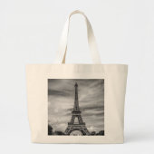 Black & White Eiffel Tower Paris Frankrijk Grote Tote Bag (Voorkant)