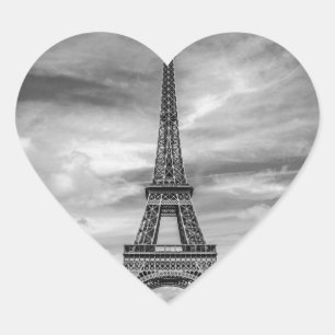 Black & White Eiffel Tower Paris Frankrijk Hart Sticker