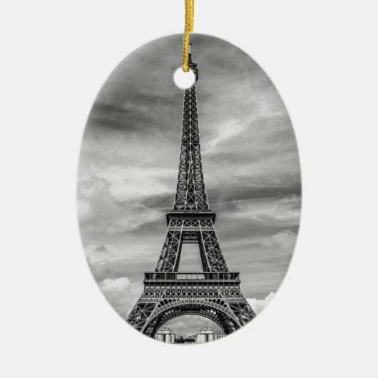 Black & White Eiffel Tower Paris Frankrijk Keramisch Ornament (Voorkant)